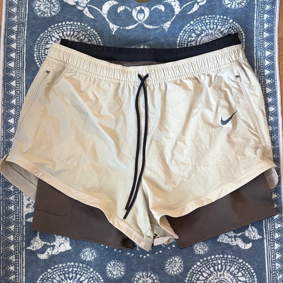 Nike Other - Nike Cream and Brown Running Shorts